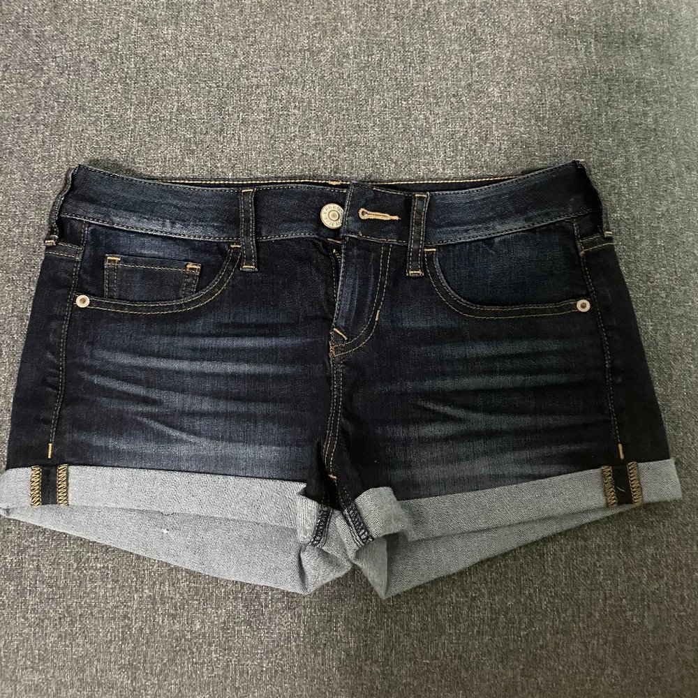 Precision fit dark wash jean shorts